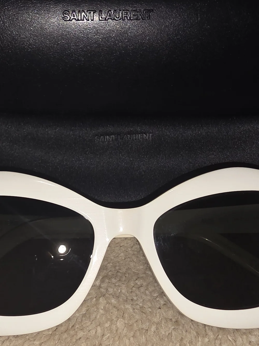 Saint Laurent Ivory Cat-Eye Sunglasses for Women